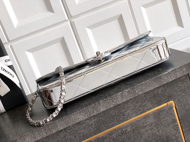 CC original patent calfskin clutch AS5807 silver