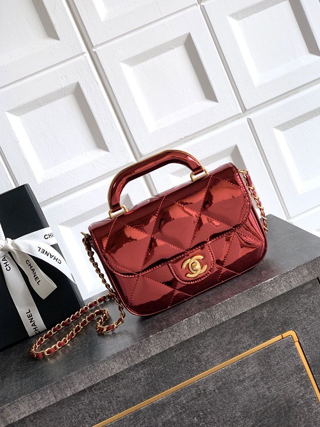 CC original patent calfskin small clutch AS5805 red