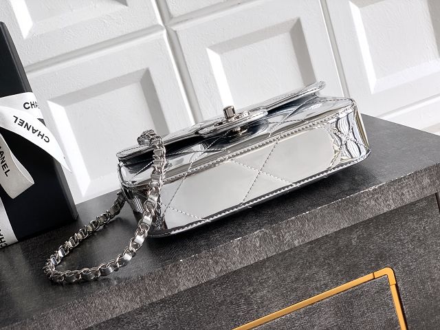 CC original patent calfskin small clutch AS5805 silver