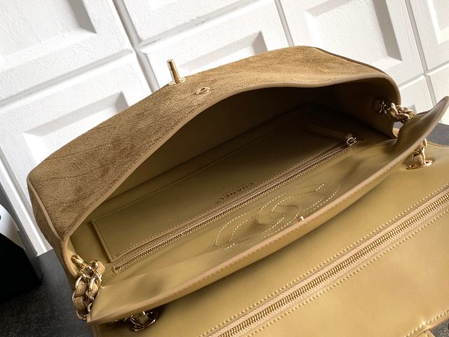 CC original suede calfskin maxi flap bag AS6281 dark beige