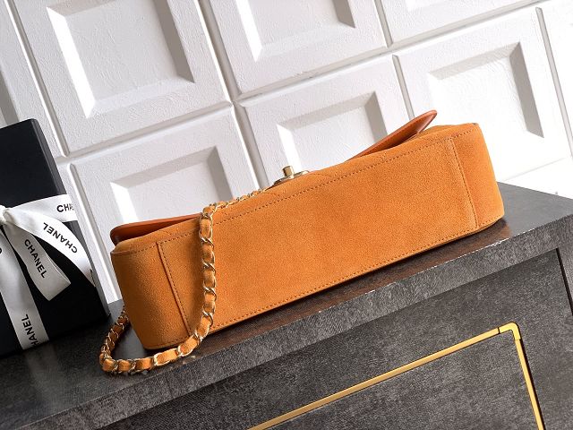 CC original suede calfskin maxi flap bag AS6281 orange