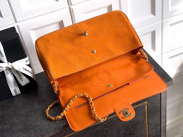 CC original suede calfskin maxi flap bag AS6281 orange