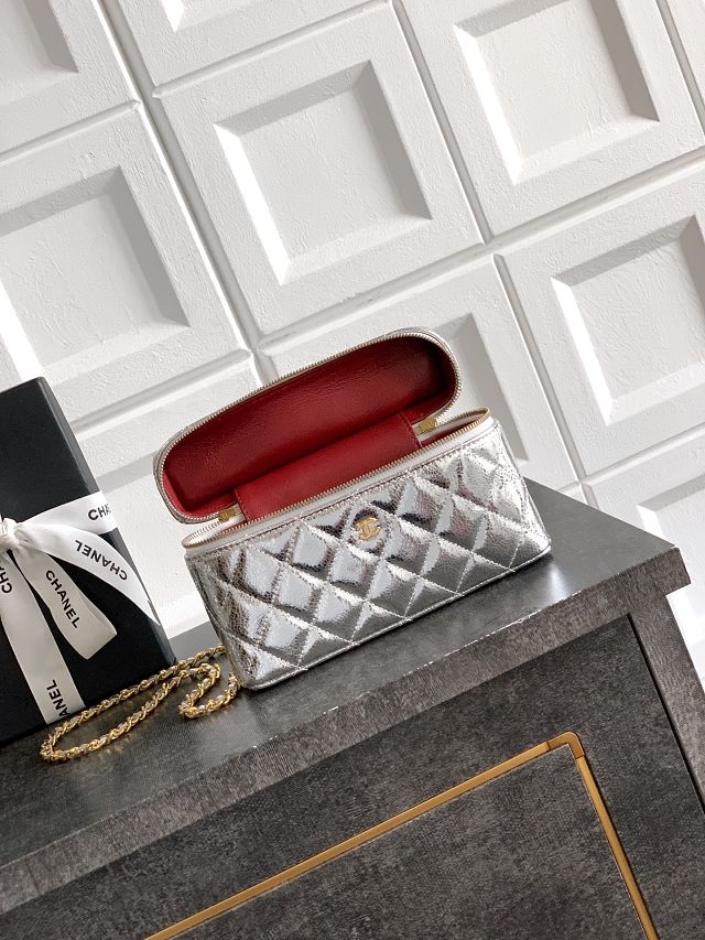 CC original shiny calfskin vanity with chain AP4385 silver