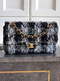 CC original tweed medium flap bag A01112 black