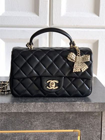 CC original lambskin top handle flap bag AS1790 black