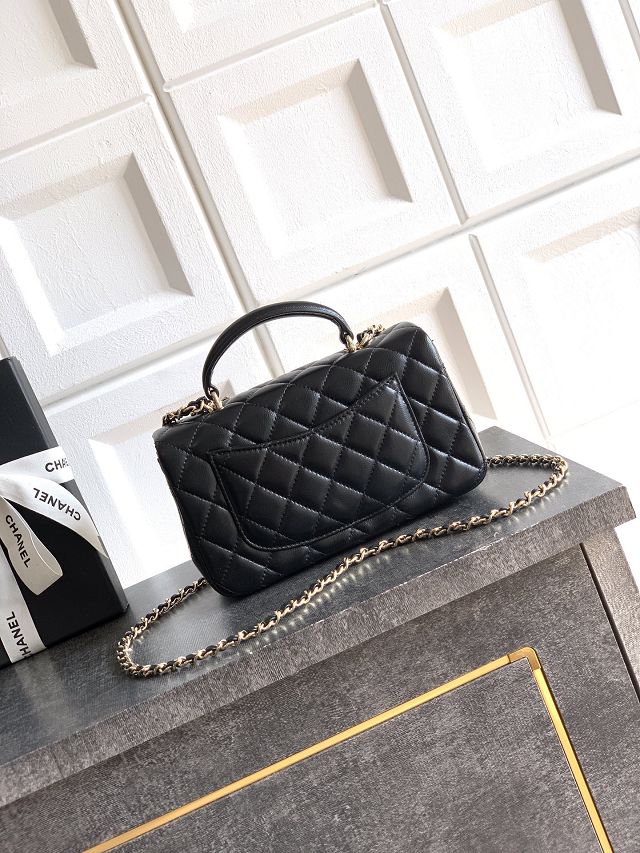 CC original lambskin top handle flap bag AS1790 black