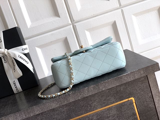 CC original lambskin top handle flap bag AS1790 blue