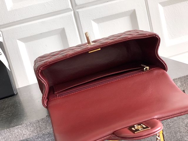 CC original lambskin top handle flap bag AS1790 bordeaux