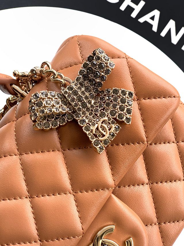 CC original lambskin top handle flap bag AS1790 brown