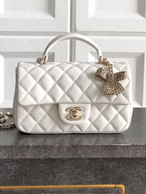 CC original lambskin top handle flap bag AS1790 white