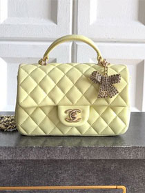 CC original lambskin top handle flap bag AS1790 yellow