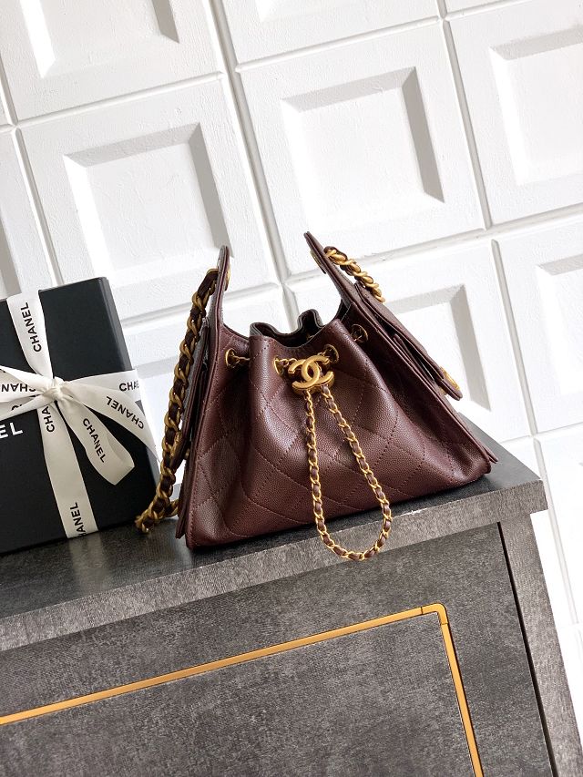 CC original grained calfskin 25 mini handbag AS5631 dark brown