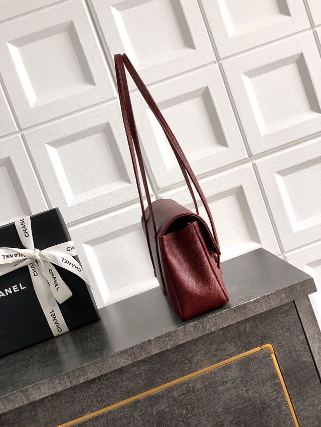 CC original grained calfskin small flap bag AS6130 bordeaux