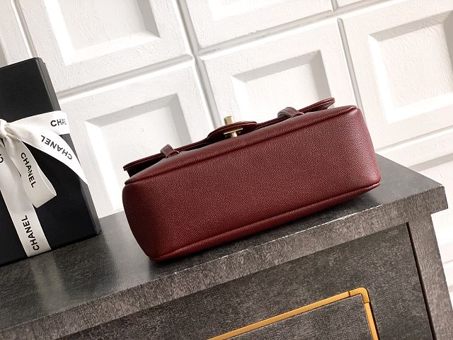 CC original grained calfskin small flap bag AS6130 bordeaux