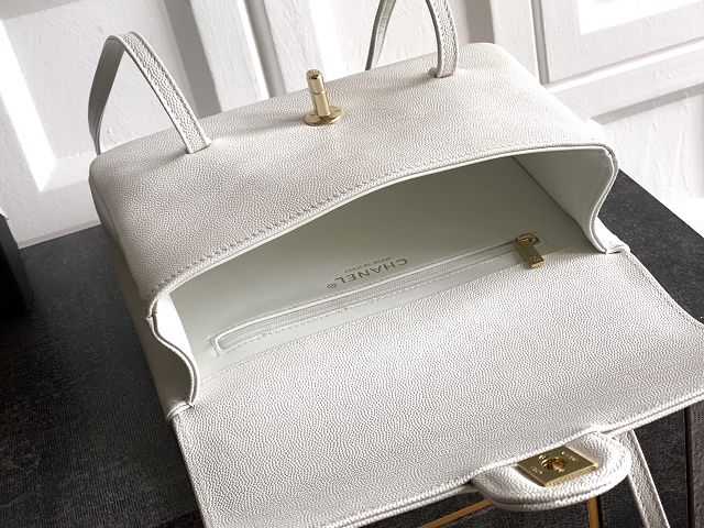 CC original grained calfskin small flap bag AS6130 white