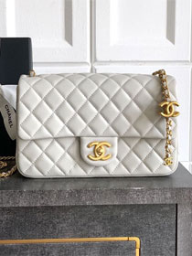 CC original lambskin medium flap bag AS5756 light grey