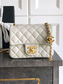 CC original lambskin mini flap bag AS5758 light grey