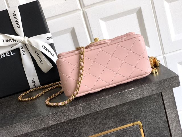 CC original lambskin mini flap bag AS5758 pink 