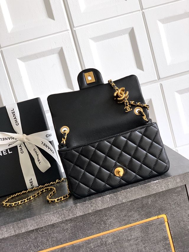 CC original lambskin small flap bag AS5759 black