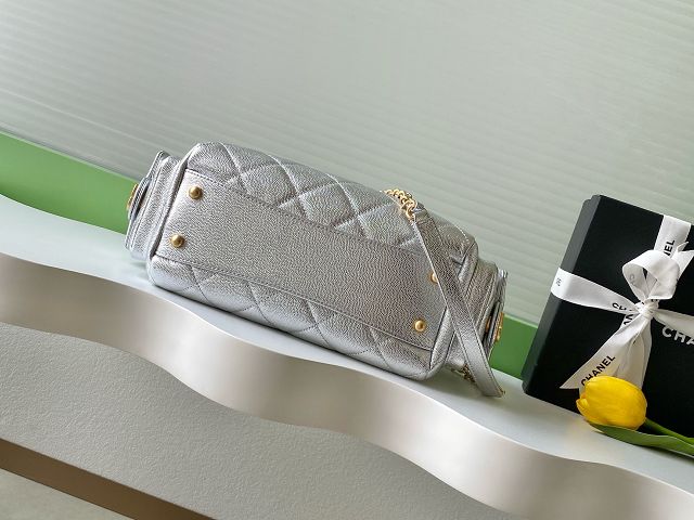 CC original grained calfskin small bowling bag AS5792 silver