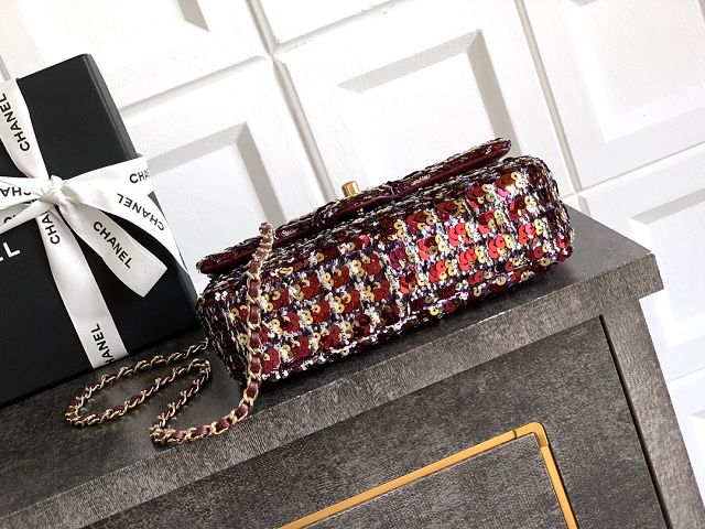 CC original sequins mini flap bag AS6171 black&bordeaux