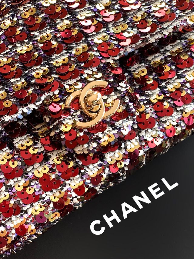 CC original sequins mini flap bag AS6171 black&bordeaux