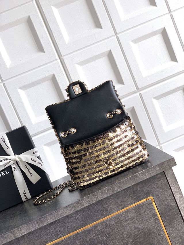 CC original sequins mini flap bag AS6171 black&gold