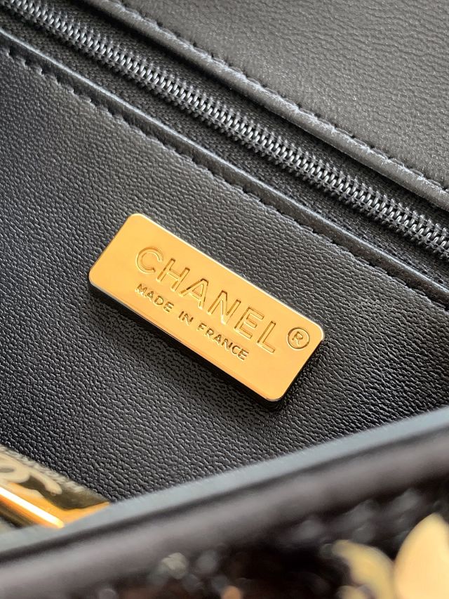 CC original sequins mini flap bag AS6171 black&gold