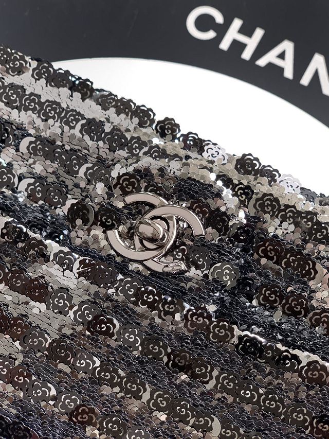 CC original sequins mini flap bag AS6171 black&silver