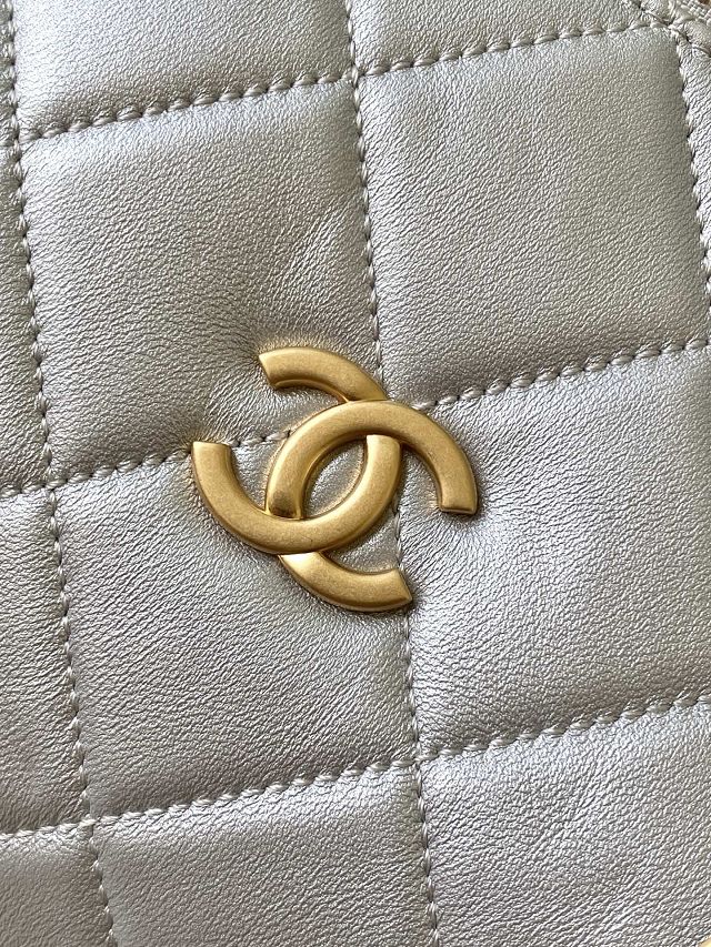 CC original lambskin medium bowling bag AS5792 silver