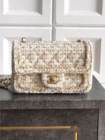 CC original tweed mini flap bag A69900 white