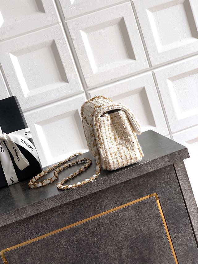 CC original tweed mini flap bag A69900 white