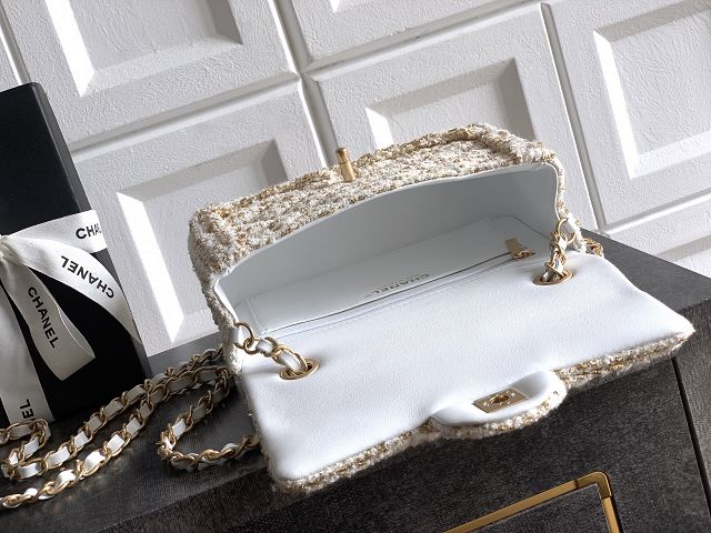 CC original tweed mini flap bag A69900 white