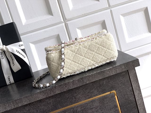 CC original tweed mini flap bag A69900 white&pink