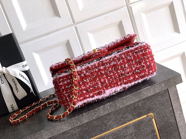 CC original tweed small flap bag A01113 red