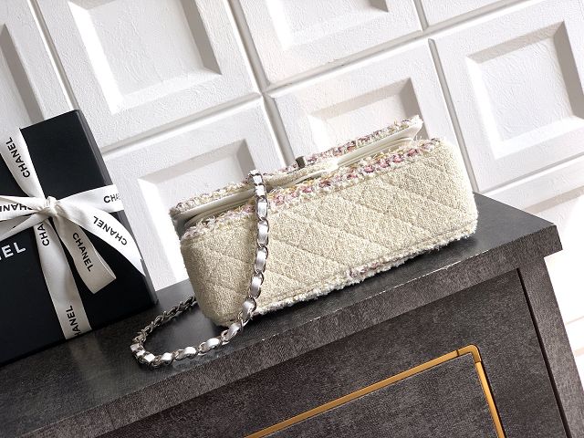 CC original tweed small flap bag A01113 white&pink