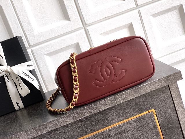 CC original calfskin small tote bag AS6132 bordeaux