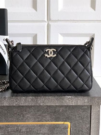 CC original grained calfskin clutch with chain AP4704 black