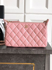 CC original grained calfskin clutch with chain AP4704 pink