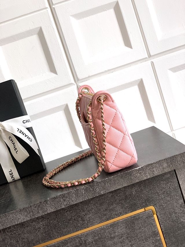 CC original grained calfskin clutch with chain AP4704 pink