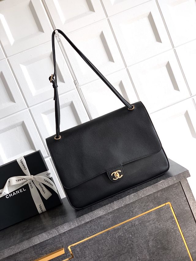 CC original grained calfskin maxi flap bag AS6233 black