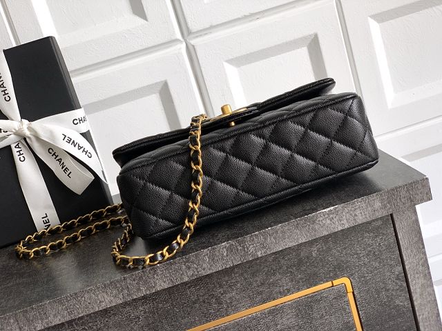 CC original grained calfskin top handle flap bag AS5702 black