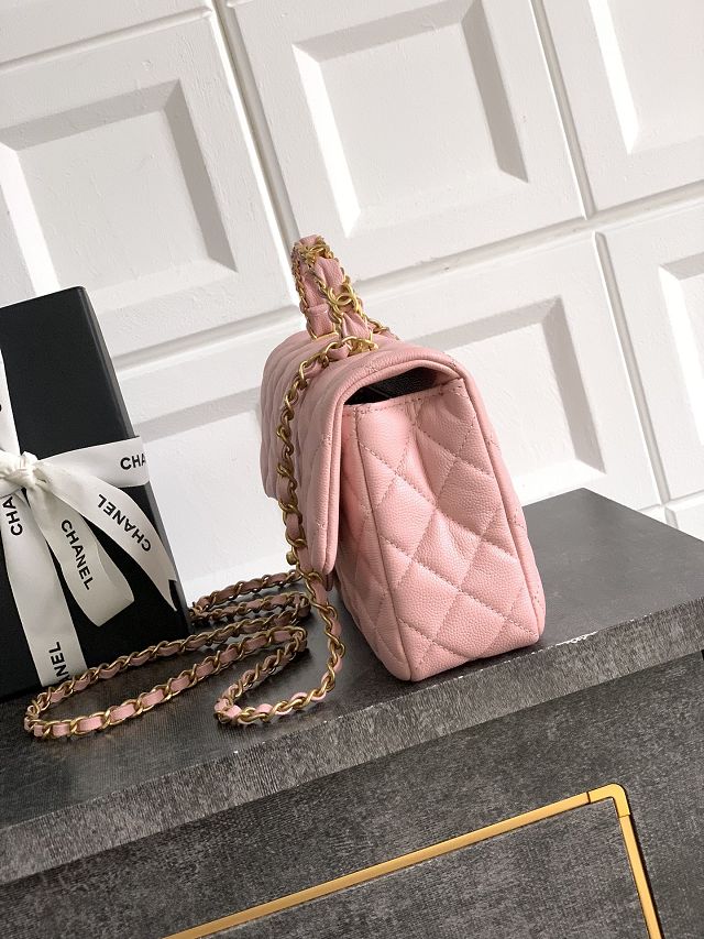 CC original grained calfskin top handle flap bag AS5702 pink