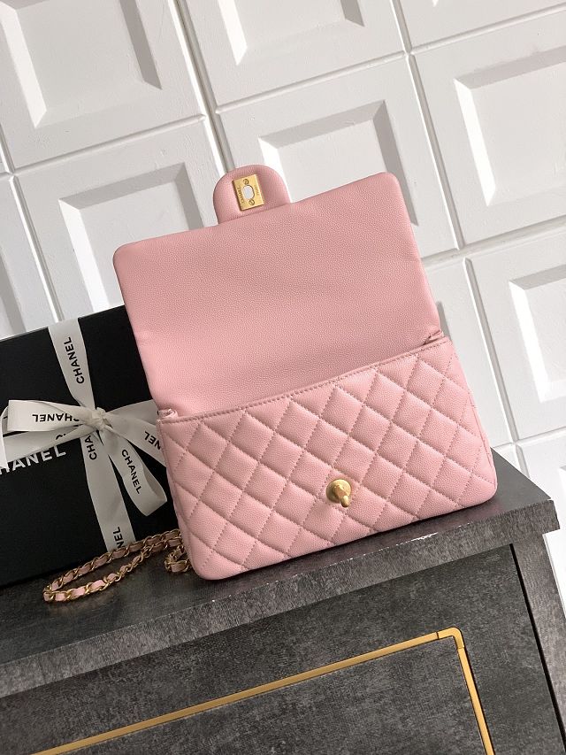 CC original grained calfskin top handle flap bag AS5702 pink