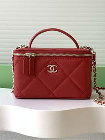 CC original grained calfskin vanity with chain AP4936 red
