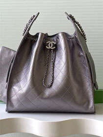 CC original grained calfskin 25 medium handbag AS5311 dark silver