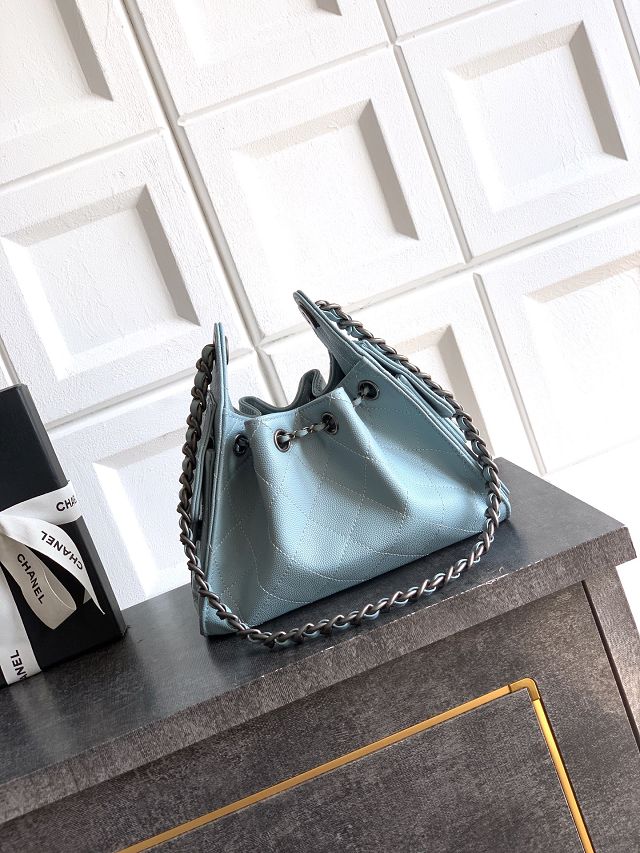 CC original grained calfskin 25 mini handbag AS5631 light blue
