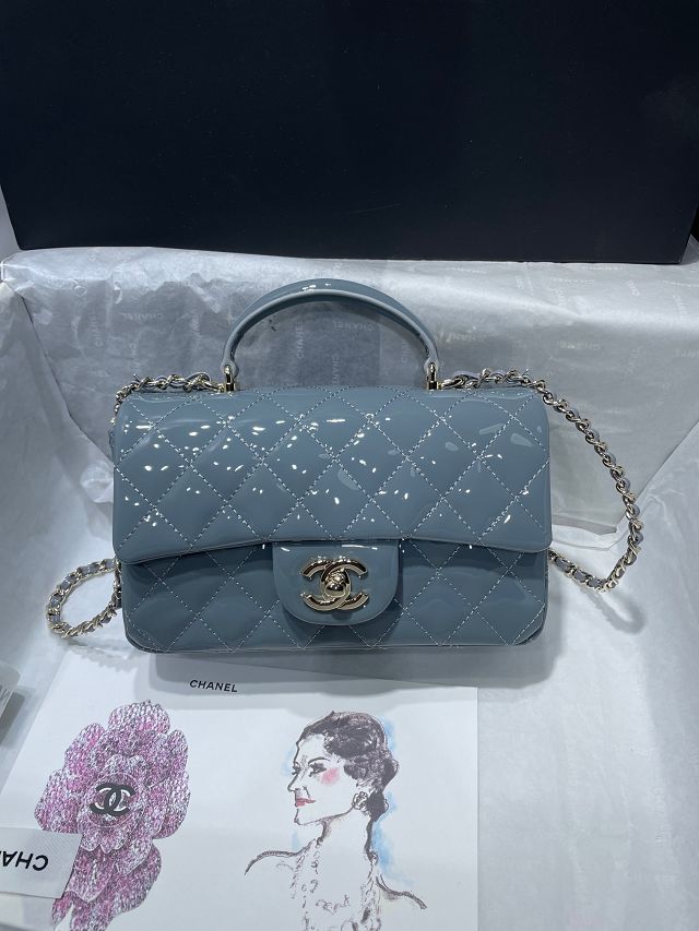 CC original patent calfskin top handle flap bag AS2431 