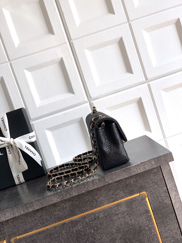 CC original straw mini flap bag A69900 black