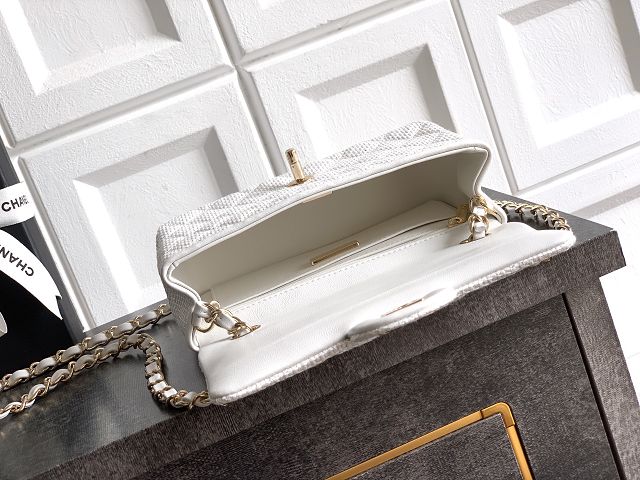 CC original straw mini flap bag A69900 white